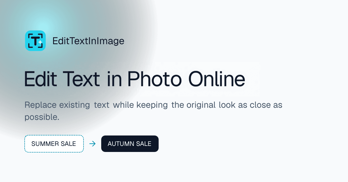 After AI text replacement: Edit Text in Photo Online