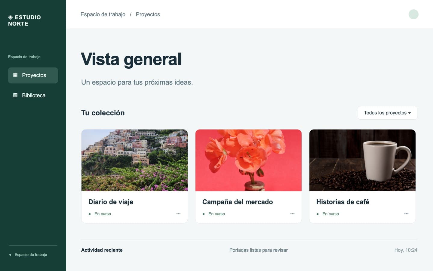 Capturas de producto: Antes — Vista general