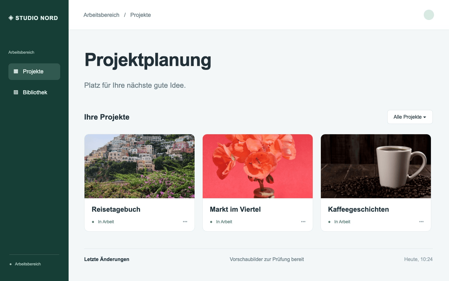 Programm-Screenshots: Nachher — Projektplanung