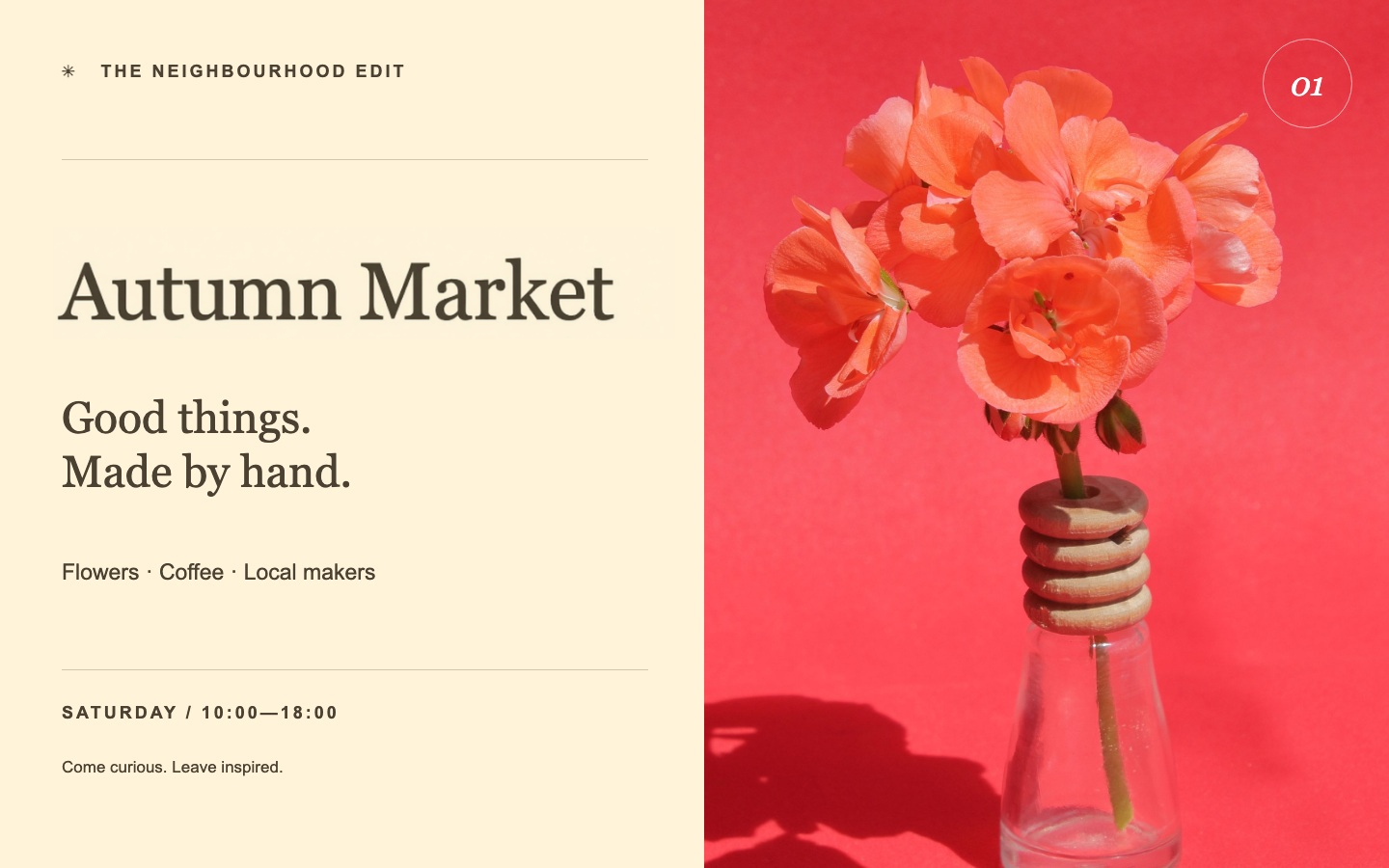 Saved output of the sample poster with the headline Autumn Market